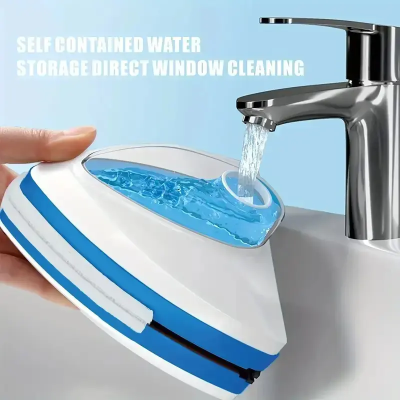 Double-Sided Magnetic Window Cleaner with Dual-Tank Squeegee System – ABS Multi-Surface Glass Cleaner Tools Suitable for Bathrooms, Kitchens, Living Rooms, Outdoor Areas, and Boats