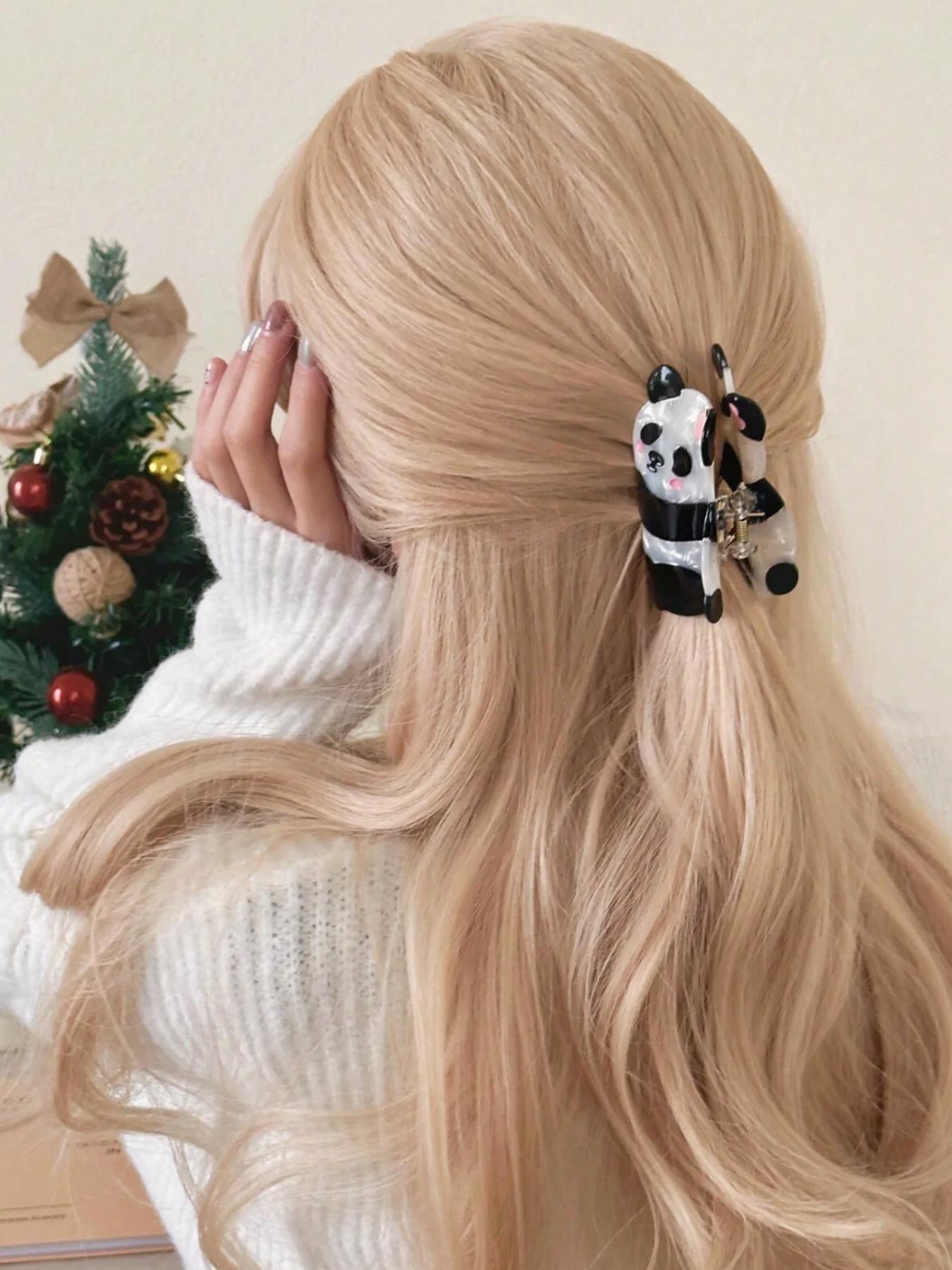 Cute Panda Design Hair Claw, Super Cute Clips, Fashionable Hair Accessories for Women & Girls, Casual Versatile Hair Accessories for Daily Wear, Clip In Claw, Hair Style Accessory
