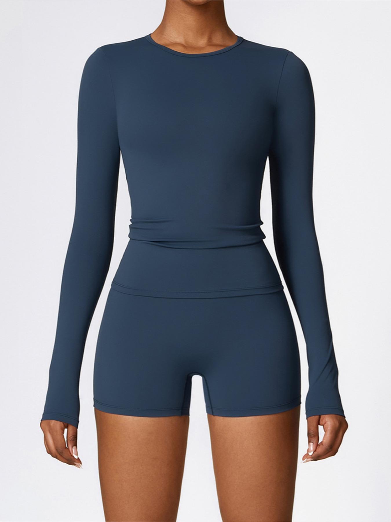 Women's Solid Round Neck Sports Tee & High Waist Shorts Tracksuit Set, Summer Outfits 2024, Ladies Sportswear for Indoor Outdoor Wear, Sportswear for Gym, Workout Running Clothes, Sweatsuit Set