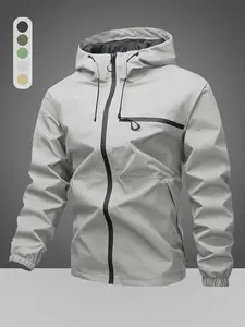 Men's Waterproof Windproof Sport Jacket, Minimalist Functional Style, Multi-Pocket Design, Outdoor Hiking Running Coat, Sporty Breathable Outerwear, Sports Jacket, Water Resistant Jacket