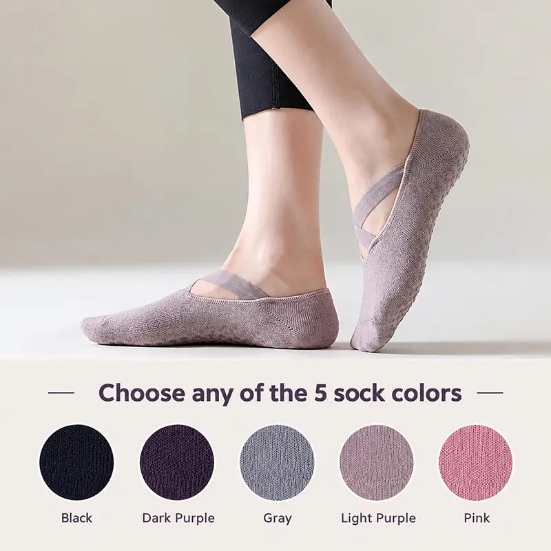 Women's Yoga Ankle Socks, Polyester Athletic Socks, Sporty Socks, 1/3/5 Pairs Non-Slip Breathable Sports Grip Socks for Pilates, Dance, Fitness, Gym and Workout