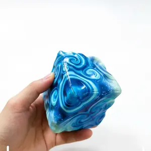 8CM Marble Swirl Pattern Ice Cube Squishy Toy, Soft Taffy Texture Slow Rising Squeeze Fidget Toy, Anxiety Relief Sensory Toy for Teens Adults & Kids Desk Decor