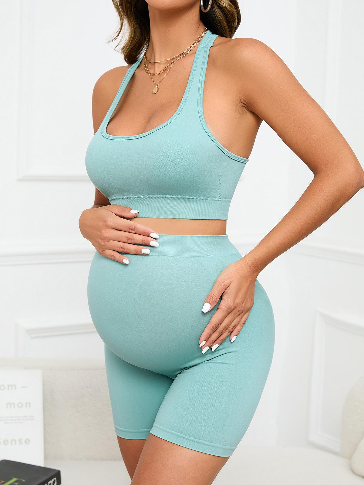 New Moisture-Wicking Quick-Dry Sports Fitness Yoga Pilates Bra and Shorts Set for Pregnant Women
