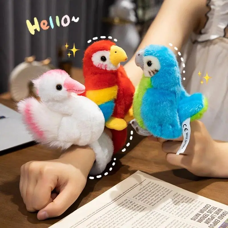 20cm Colorful Bird Slap Bracelet Plush Toy – Kawaii Cartoon Parrot Snap Wristband Stuffed Animal, Ultra-Soft Animal Arm Band & Trendy Party Favor, Cute Kids Birthday Festival Gift, Fun Wearable Accessory