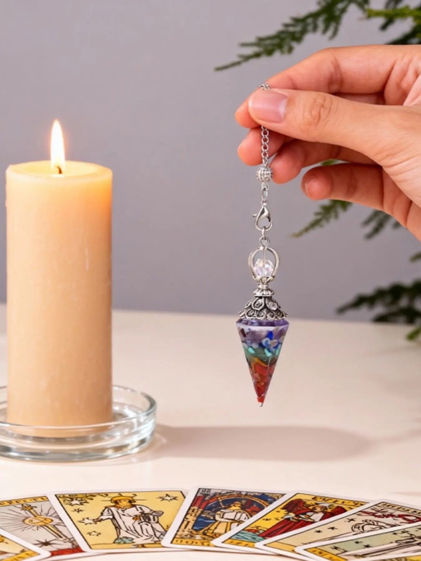 Vintage Multicolor Crystal Pendant, Retro Hexagonal Resin Agate Charm, Elegant Jewelry Accessory, Timeless Design for All Occasions