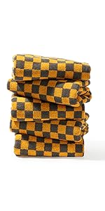 Hand Towels 5 Pack Cotton Face Towels Soft, Absorbent, and Decorative Checkered Design for Bathroom, Kitchen, Gym, and Spa 13 x 29 Inches for Any Occasion