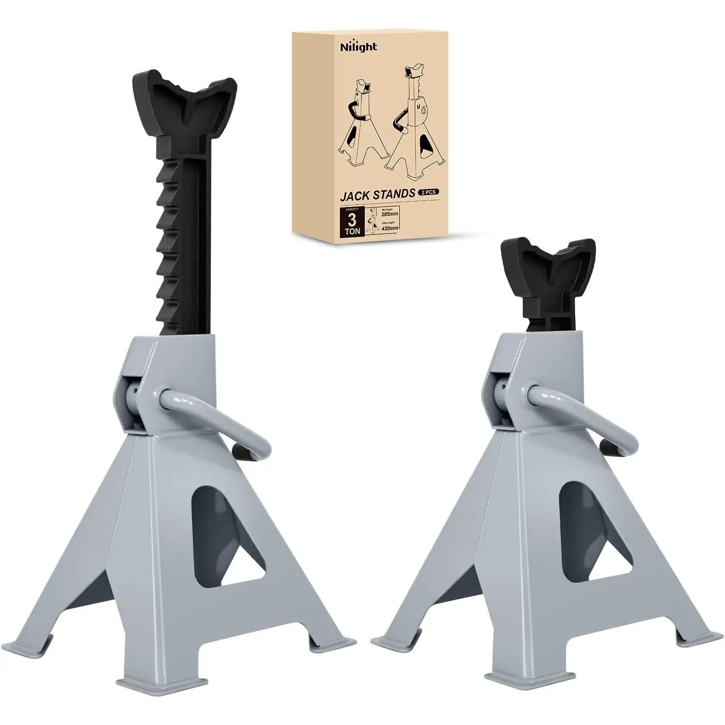 Niligft Jack Stands, 3 Ton (6,600 lbs) Capacity Heavy Duty Steel Car Lifting Stand, Adjustable Height 11.22 Inch to 16.53 Inch, 1 Pair fathersdaygift