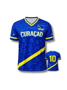 3D Print Summer Curaçao Island Fan Football Shirt, Breathable Short Sleeve, Unisex Casual Long Top, Outdoor Sports Training