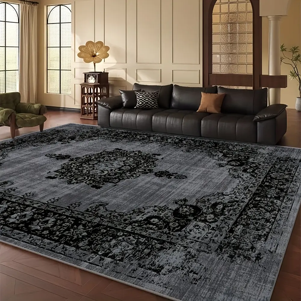 YANYANAN-Luxury Velvet Flannel Floral Accents Area Rug, Patterned Statement Area Rug with Simple Geometric Shape, Non-Slip Base, Easy Maintenance for Office and Coffee Shop Decoration, Floral Accents Area Rugs, Patterned Statement Area Rugs