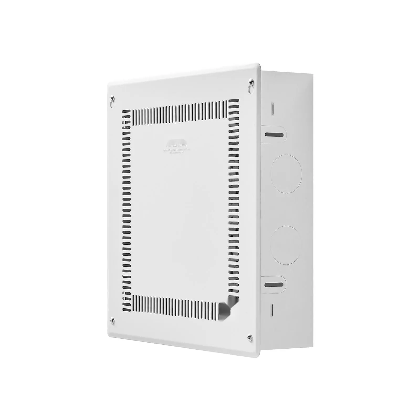 14 in Seamless In-Wall Metal Media Box Steel Cabinet - Durable, Space-Saving, Ventilated, Detachable Cover, Cable Management for Home Theater & Office Audio/Video Equipment Storage, Seamless In-Wall Storage