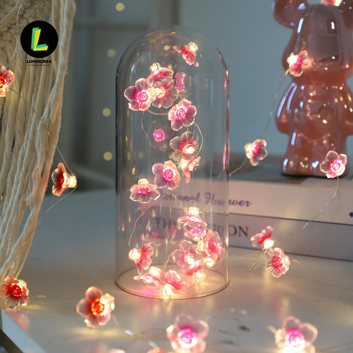 Peach Blossom Light String Petal Background Wall Winding Light Bouquet Gift Box Decoration Confession Decorative Light Luminous Small Flower Lights