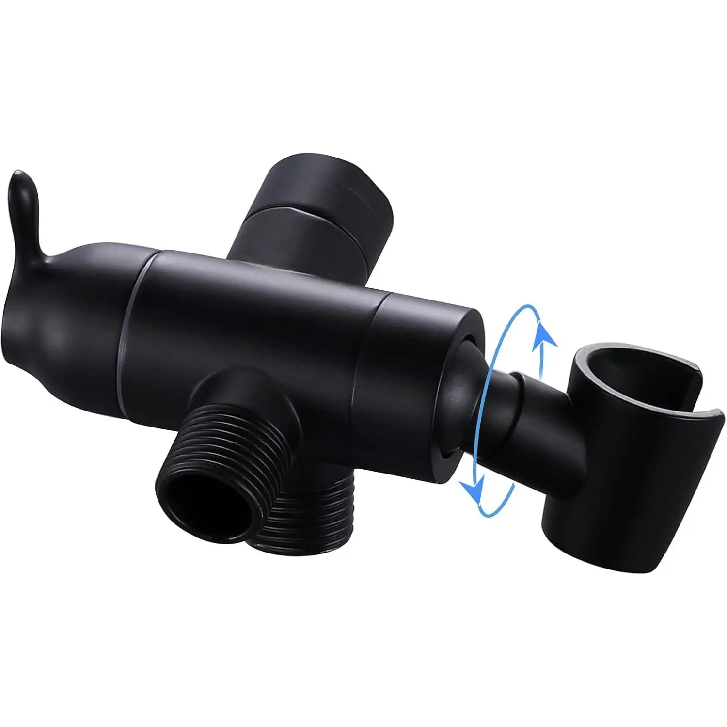 G1/2 Brass 3 Way Shower Arm Diverter with Handshower Mount, Universal Bathroom Shower Diverter Valve Shower System Replacement for Handheld and Fixed Shower Head, Matte Black