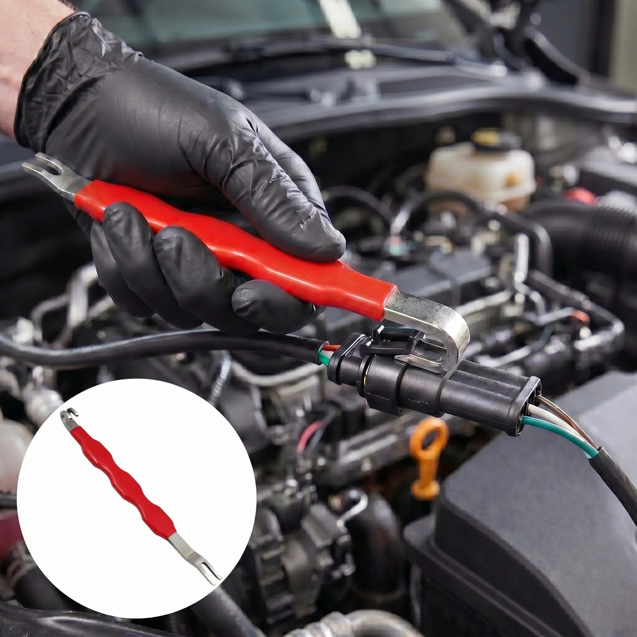 AUTOMOTIVE WIRE CONNECTOR REMOVER TOOL, DUAL HEAD NON-DAMAGE TERMINAL DISCONNECT TOOL, ERGONOMIC NON-SLIP HANDLE STEEL TERMINAL PICK, FOR CAR MECHANICS DIY AUTO REPAIRERS, CAR ELECTRICAL PLUG CLIP RELEASE REMOVAL TOOL-YY0