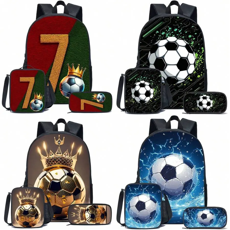 3pcs Gaming Theme Backpack Set (Black/Neon/Colorful), Including Pencil Case And Storage Bag - Durable Polyester Material, Lightweight And Fashionable, Mixed Color Design, 17in Bookpack