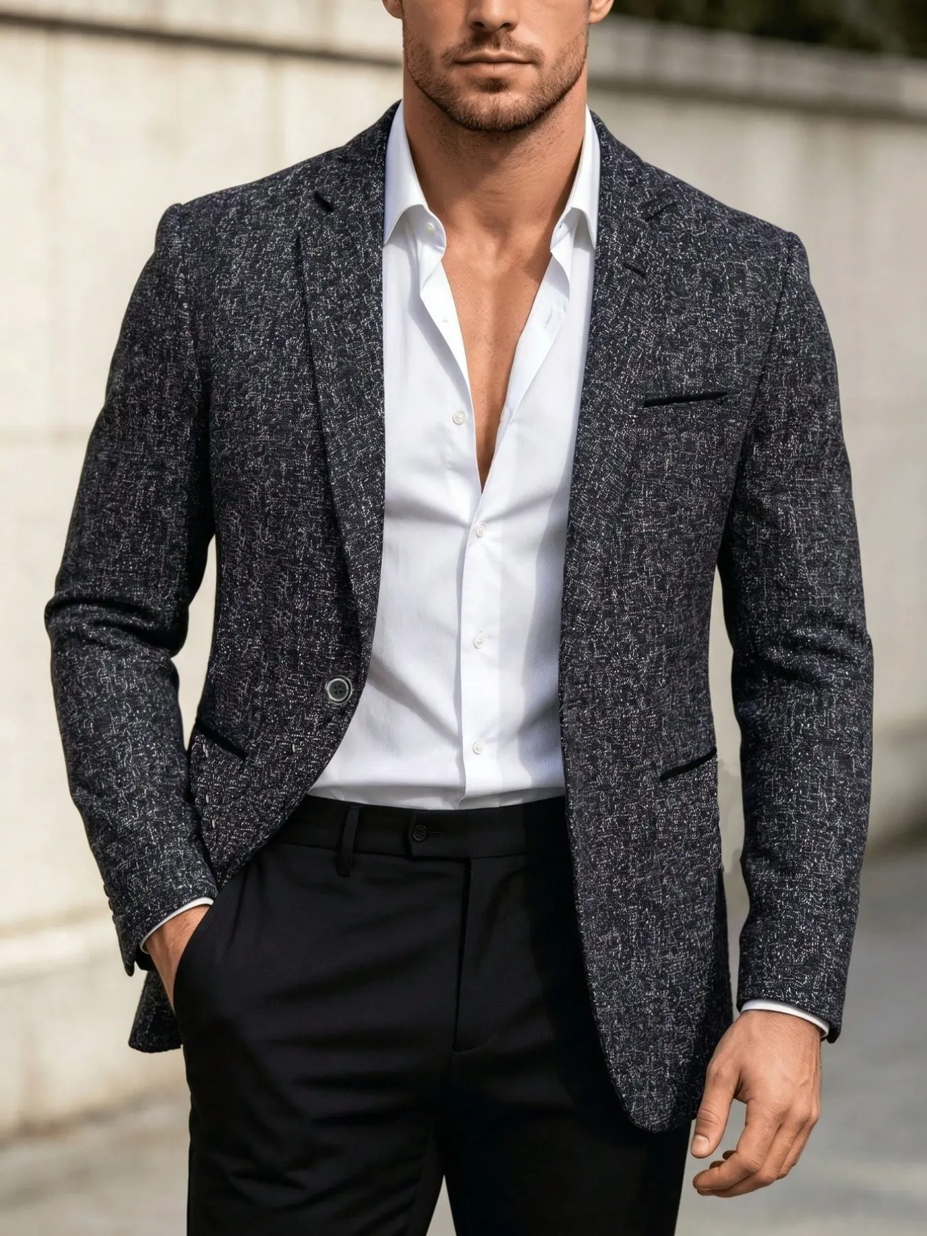 Men's Single Button Suit Jacket, Slim Fit Business Casual Blazer, Career Wear, Formal Wear for Office and Leisure, Stylish Men's Outerwear