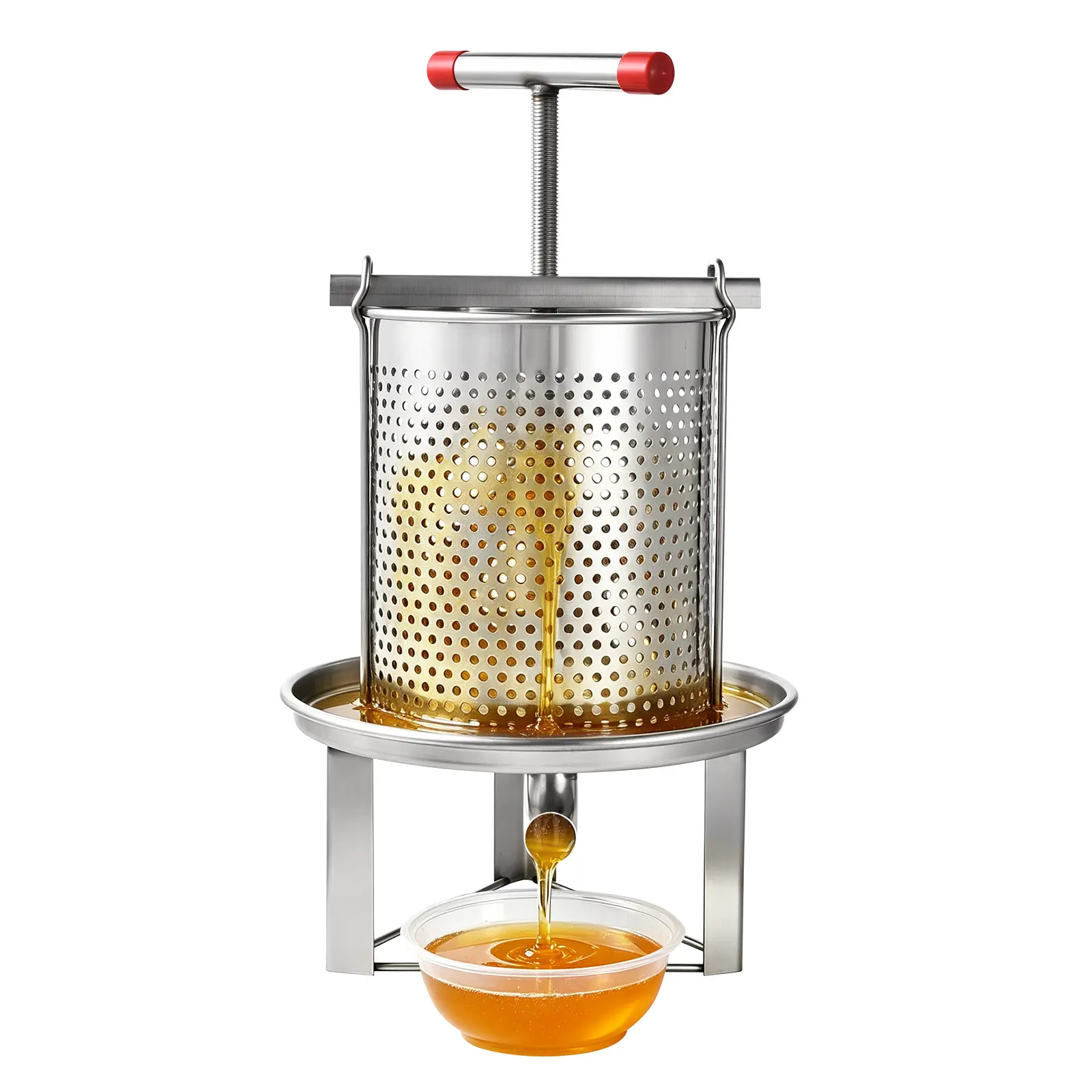Honey Extractor Manual Stainless Steel Manual Bee Extraction Equipment Beekeeping Beeswax Extractor for Household Wine Juice Making