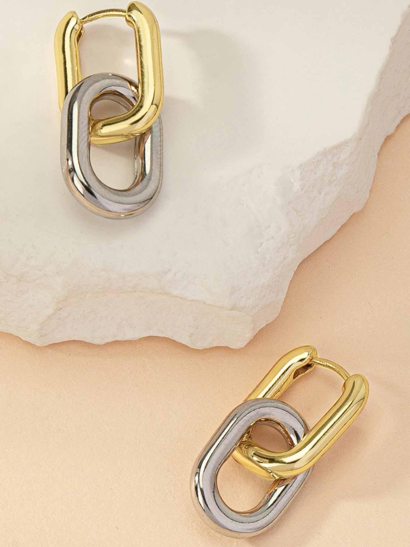 Simple Double Hoop Design Dangle Earrings, Non Tarnish Jewelry, Fashionable Jewelry for Women, Trendy All-match & Exquisite Jewelry for Birthday Gift, Gifts for Her, Dainty Fashion Jewelry, High Quality Earrings