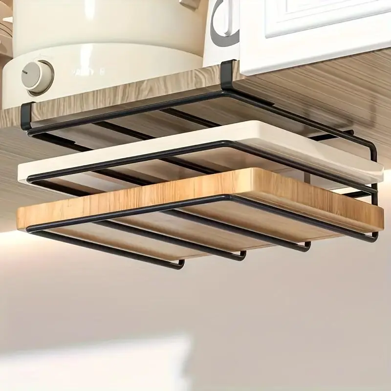 Rust-Resistant Steel Carbide-Coated Kitchen Hook Rack - Hangable Functional Hook System for Hanging Cutting Boards, Pot Covers, Cabinet Doors; Home Organizer for Kitchen Utensils, Bathroom Supplies, Tools, Steel Coated