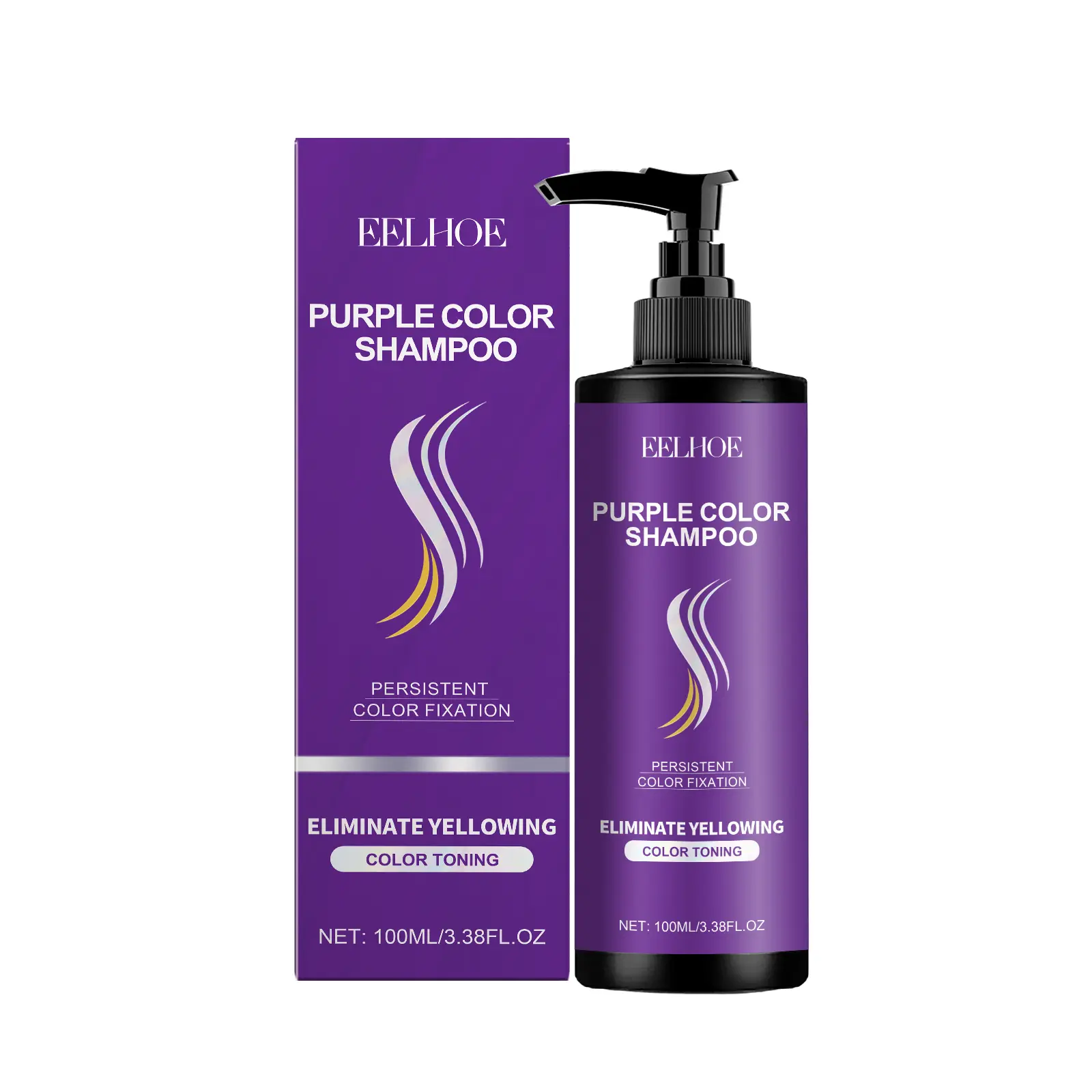 EELHOE Purple Shampoo, Hair Color Lasting Care Daily Nourishing Hair Smooth Moisturizing Purple Shampoo