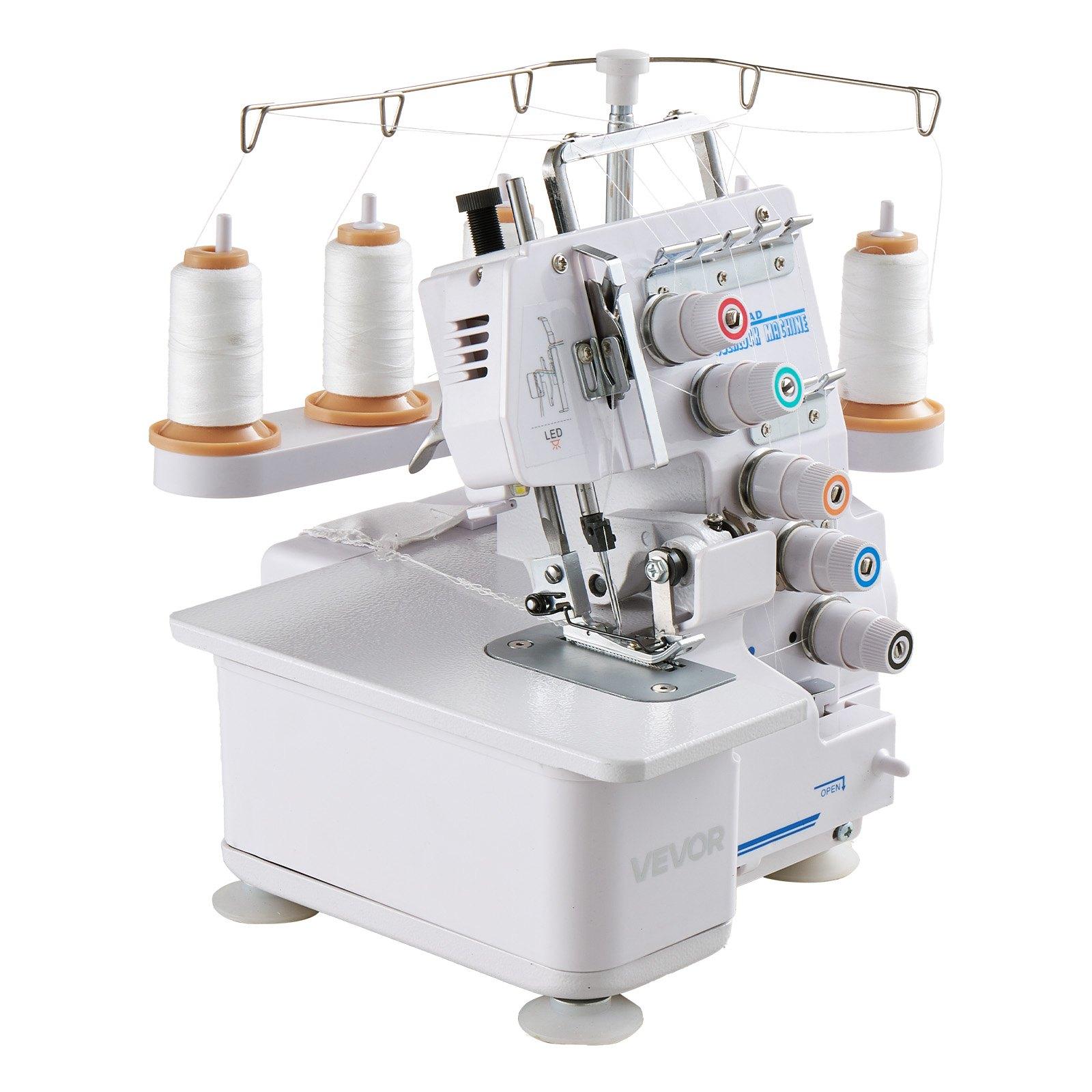 VEVOR Serger Overlock Sewing Machine, 1250 Stitches Per Minute, 2-3-5 Thread Capability, with LED Light and Strong Suction Feet, Heavy-Duty Metal Frame Sewing Machine for Various Fabrics, White VEVOR Serger Overlock Sewing Machine, 1250 Stitches Per Minute, 2-3-5 Thread Capability, with LED Light and Strong Suction Feet, Heavy-Duty Metal Frame Sewing Machine for Various Fabrics, White