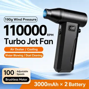 Compressed Air Duster,110000RPM Super Power Cordless Air Duster, Rechargeable Brushless Blower, Adjustable Mini Blower with LED Light,Dust Remover for Computer/House/Outdoor/Car