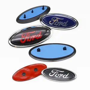 Car Front Grille Tailgate Emblem Badge for Ford F150 Explorer Ranger Focus, Rear Trunk Oval Logo Sign 3.74" 4.53" 5.12" Replacement Pins Clips