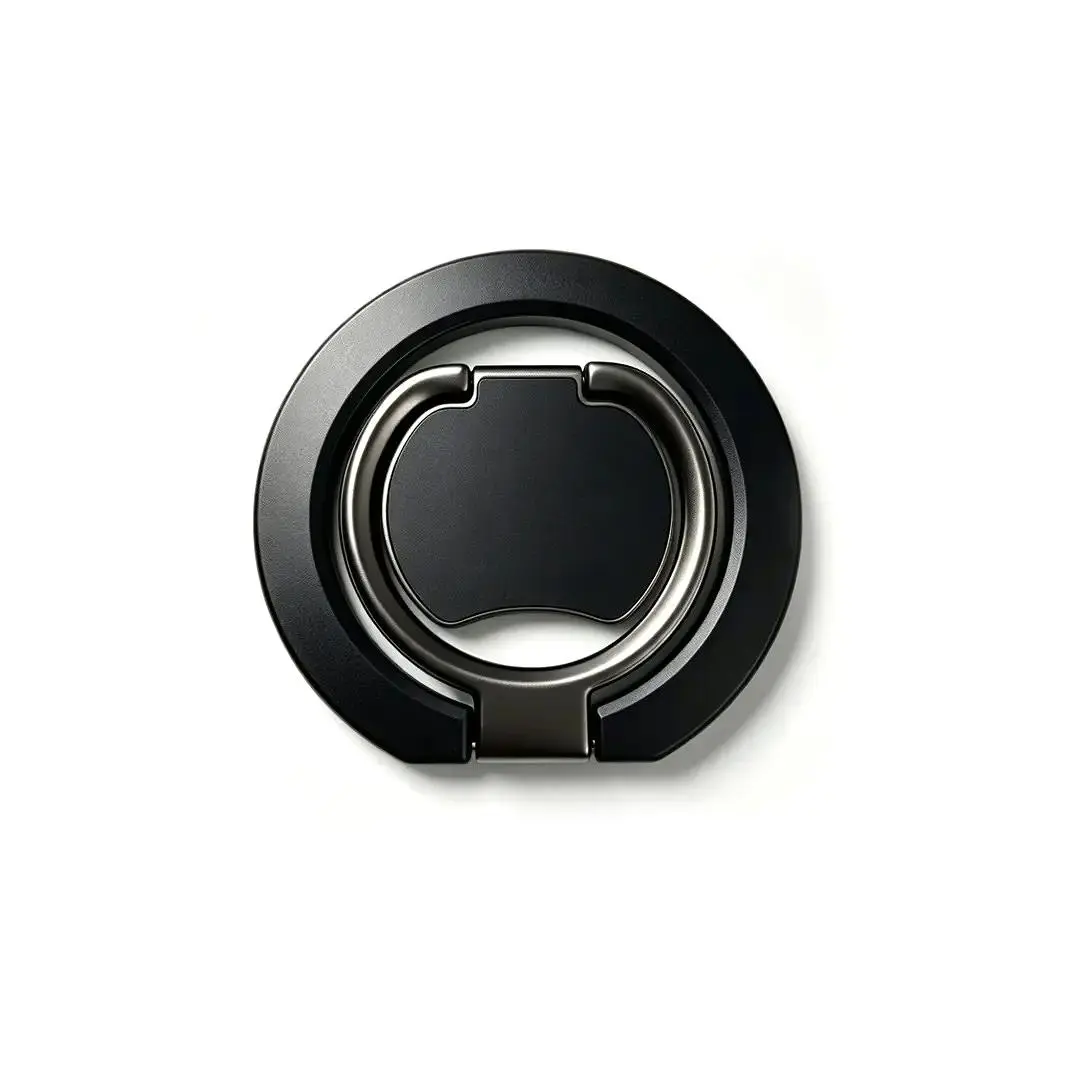 2-in-1 magnetic ring holder features 360° rotation, is compatible with all models, provides a secure grip, and is easy to install. it functions as both a ring holder and a MagSafe-compatible stand.Made of zinc alloy with strong magnets on both sides