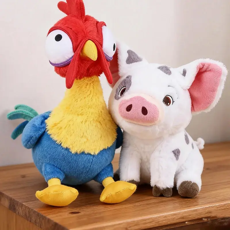 Kawaii Moana Pig & Rooster Plush Toys - Anime-Theme Soft Look Stuffed Animals with Plush Fabric & PP Cotton Fill, Sleep Companion, House Decoration, Birthday Gifts as Picture, Unisex