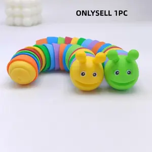 Rainbow Caterpillar Stress Relief Toy, Flexible Desk Pet Toy, Unique Rainbow Slug Novelty Gift, Soft Compression Fun for Adults, Soft Squishy Sensory