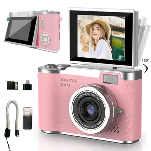 Flip screen Retro camera, Compact portable camera, portable beginner camera, Y2K aesthetic, entry level digital camera with filter effects, video recording, perfect gift for Christmas Day, Thanksgiving, Portable Selfie Camera, Digicam