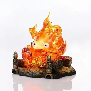 Calcifer Figure Kawaii 12cm Pvc Action Figures With Light Model Figurine Collection Desktop Decoration Kids Toys Birthday Gifts