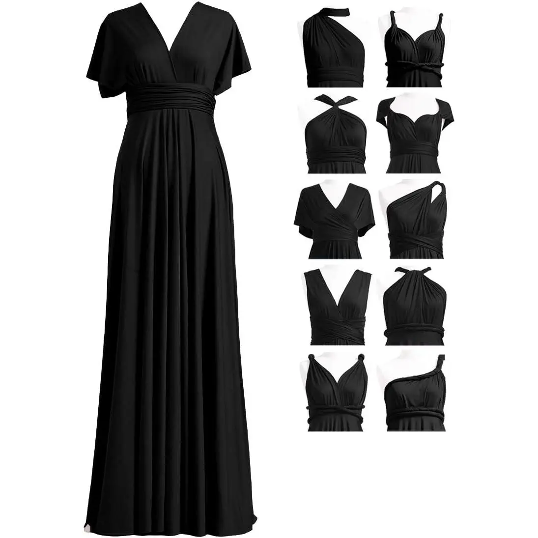 Infinity Dress with Bandeau, Convertible Bridesmaid Dress, Long, Plus Size, Multi-Way Dress, Twist Wrap Dress
