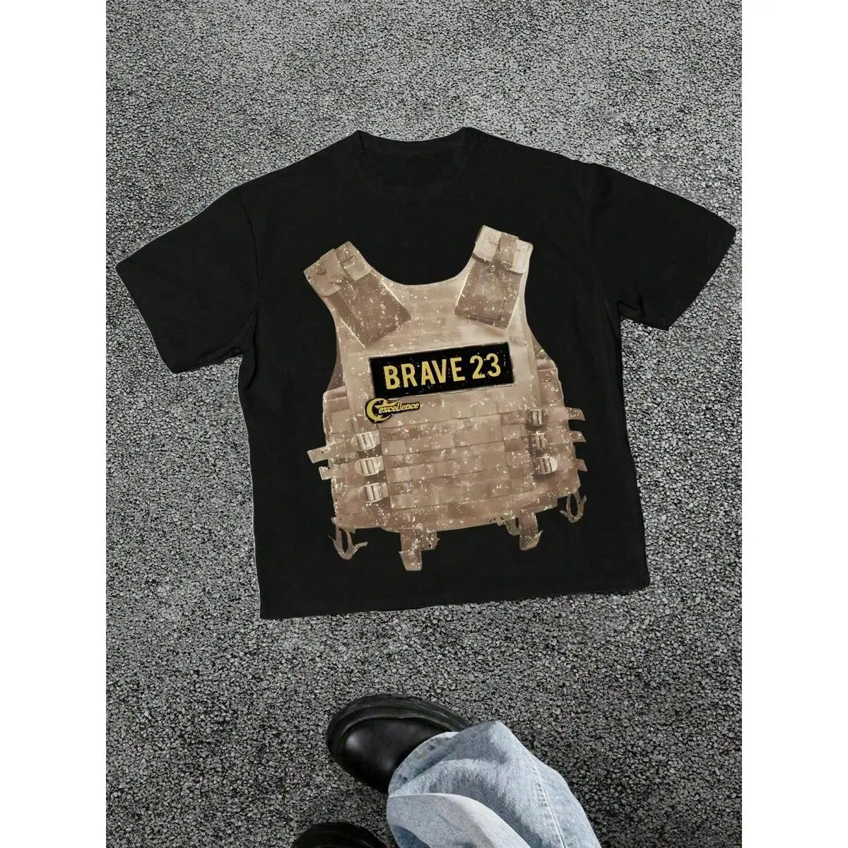 Vest Pattern BRAVE 23 Print Casual Soft Short Sleeve Pure Cotton 220gsm T-Shirt