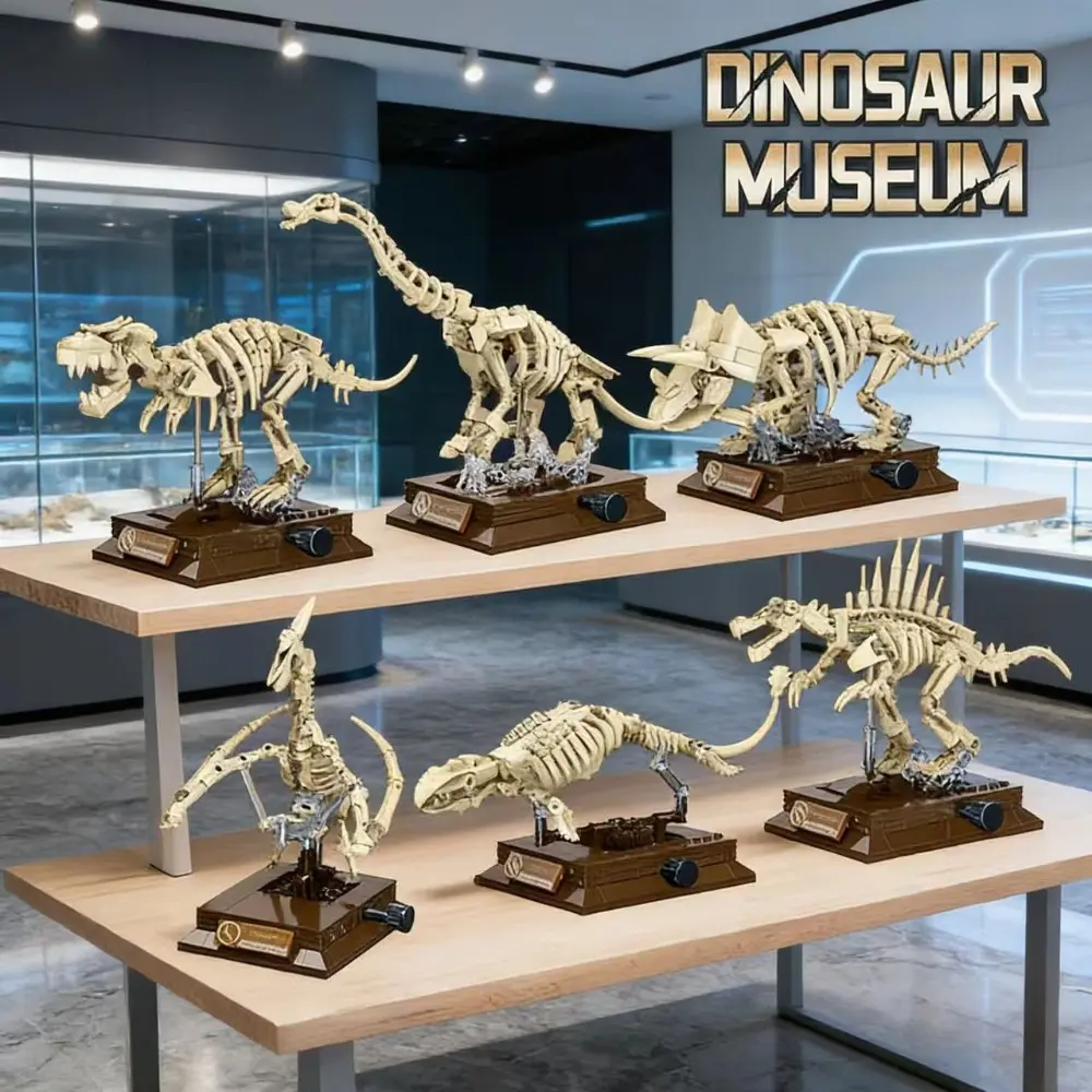 Jurassic Museum Dinosaur T-Rex Fossils Tyrannosaurus Rex Building Blocks Sets Collectible Construction Set Ornament DIY Block Adult Children Surprise Gift