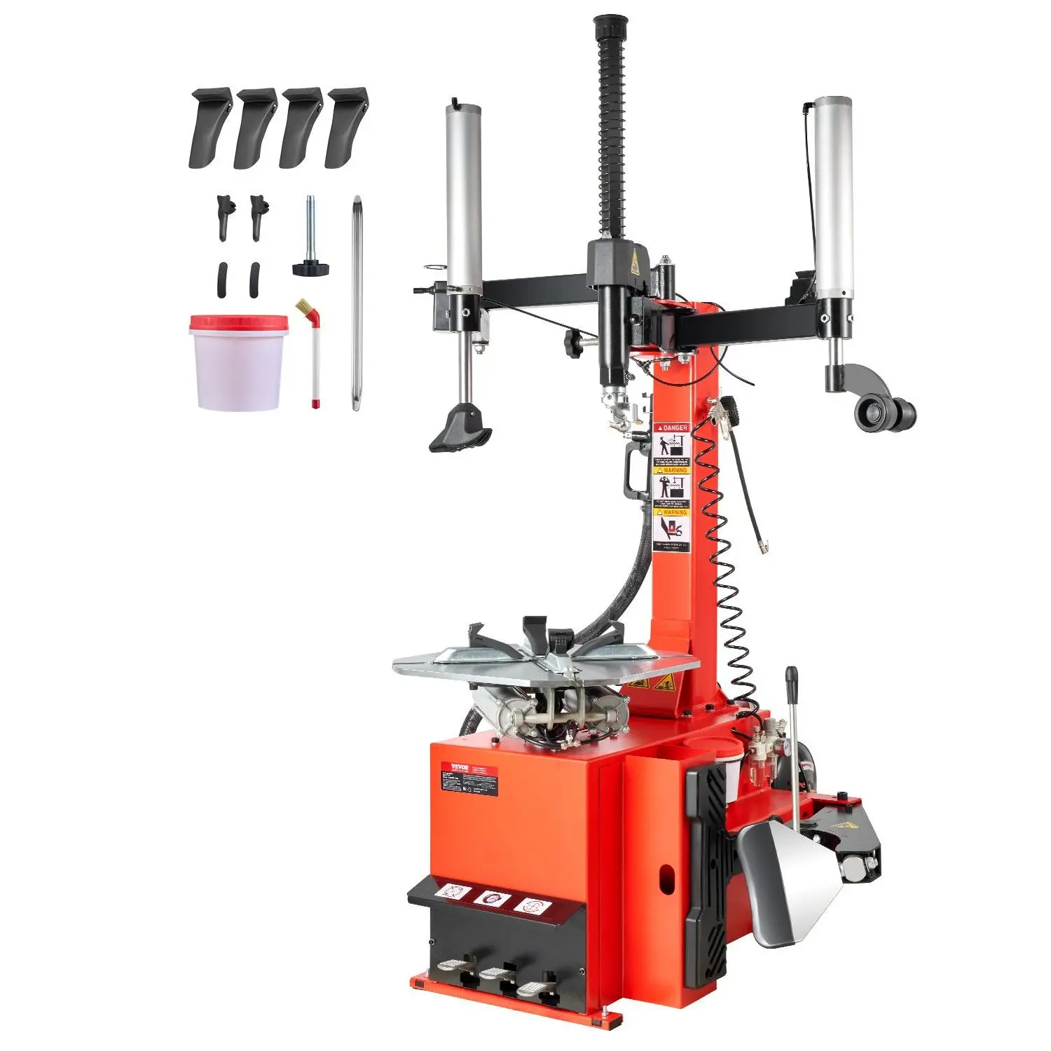 VEVOR 1.5HP Copper Motor Tire Changer Machine, Tool Upgrade with Pneumatic Assist Arm, Air Pressure Gauge, Pedal Operation, Thickened Chuck for Sedan/SUV/Pickup Truck