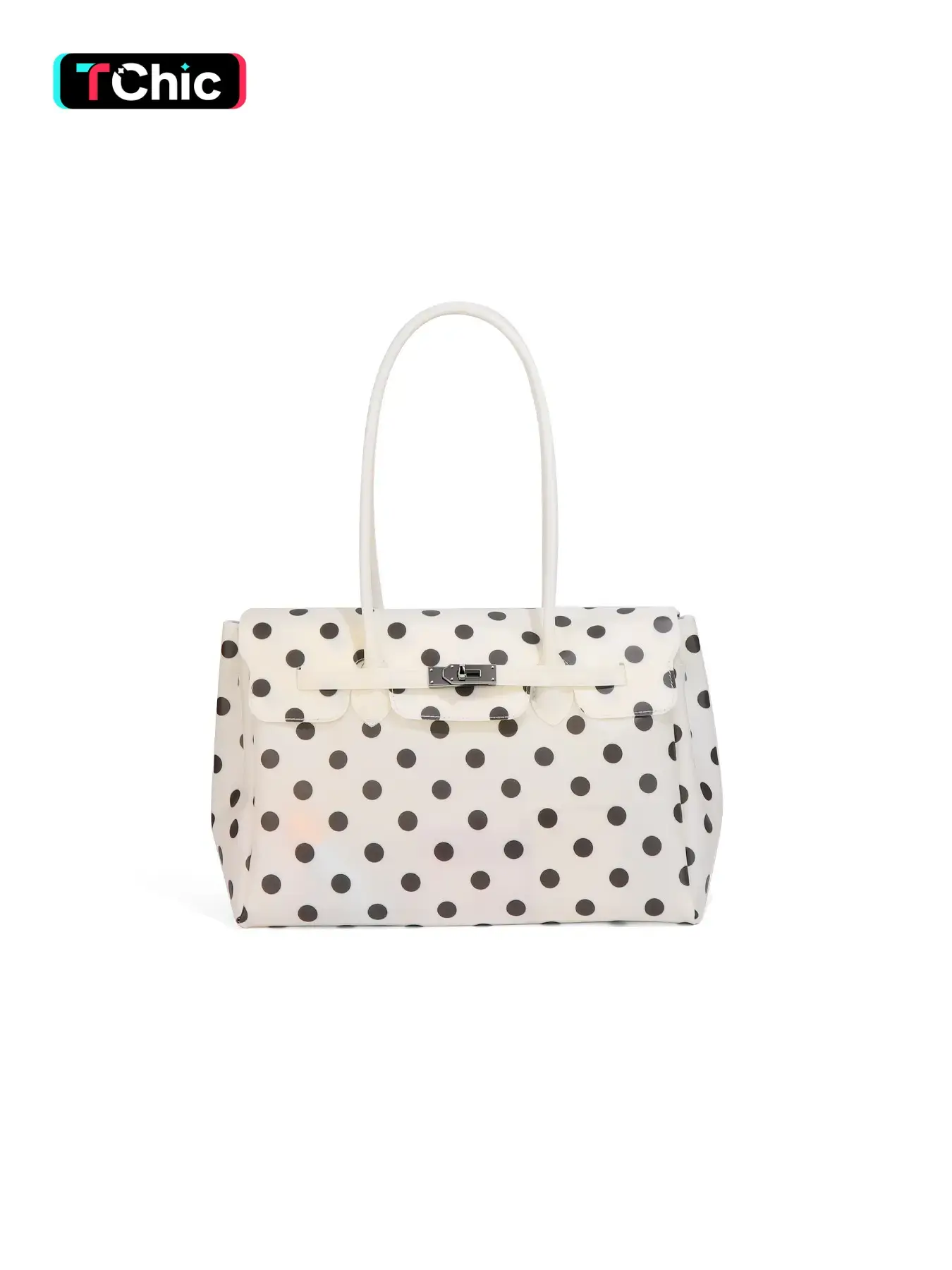 Polka Dot Clear Jelly Tote Bag for Women, Lightweight Shoulder Handbag, Cruise Vacation Essentials