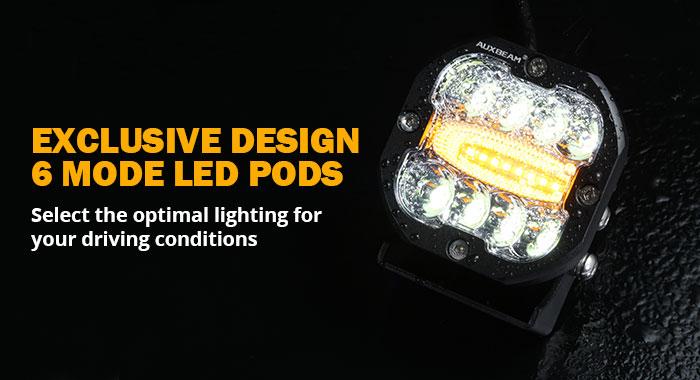 AUXBEAM XP-Ultra Series 3 Inch 6 Modes Dual Color LED Light Pods 96W Spot Flood Combo Amber White for Trucks Jeep IP68 Waterproof Offroad Driving Lights 2pcs Set LED Car Lights LED Work Lights