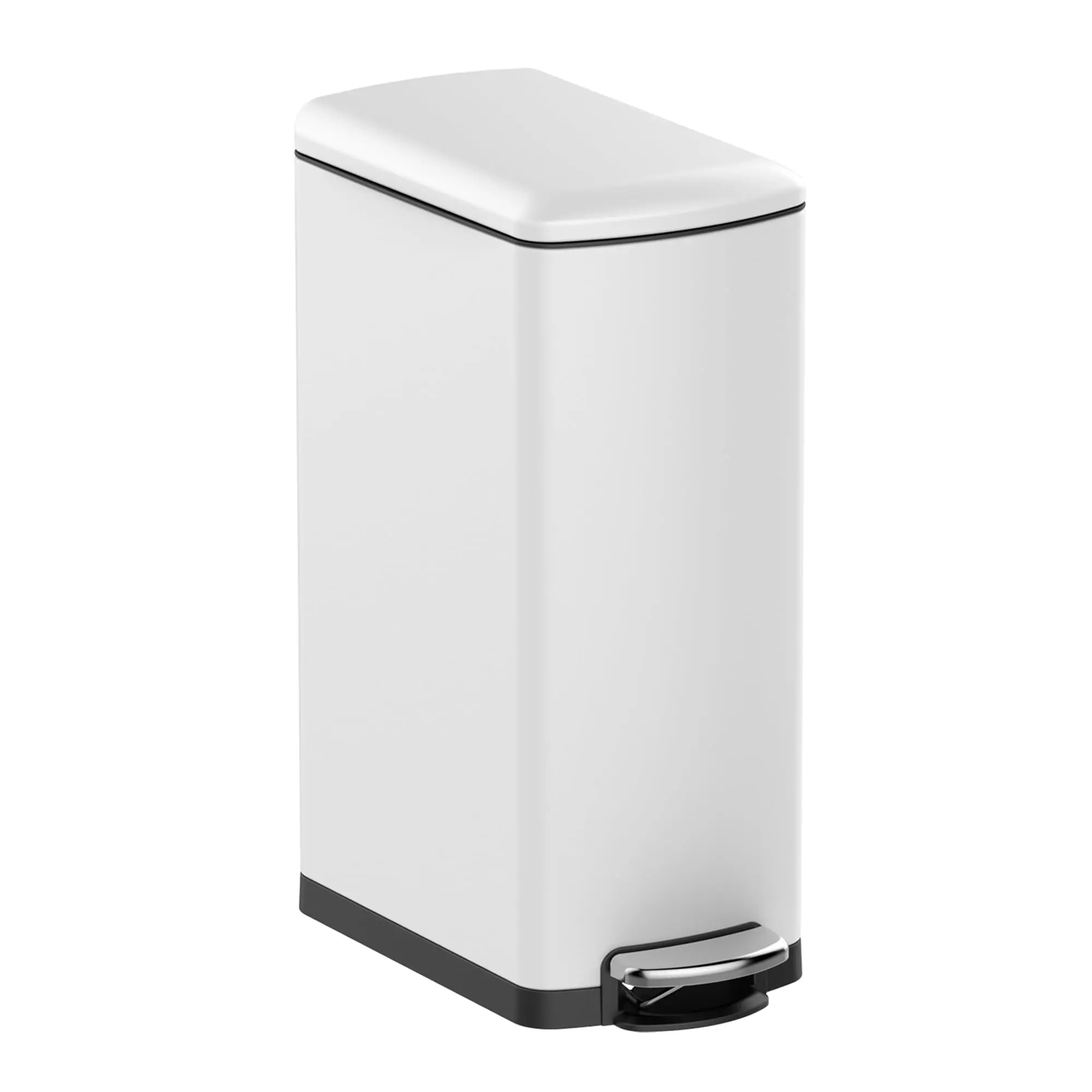 8 Gal Slim Stainless Steel Kitchen Trash Can - Trash Cans for Kitchen, Space-Saving, Soft-Close Lid, Step Pedal, Removable Inner Bucket, Fingerprint-Resistant Rectangular Bin for Home, Bathroom