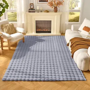 Washable Area Rug,  Bubble Rug for Living Room, Bedroom, Faux  Carpet for  Decor,5' W x 7' L, Light Grey