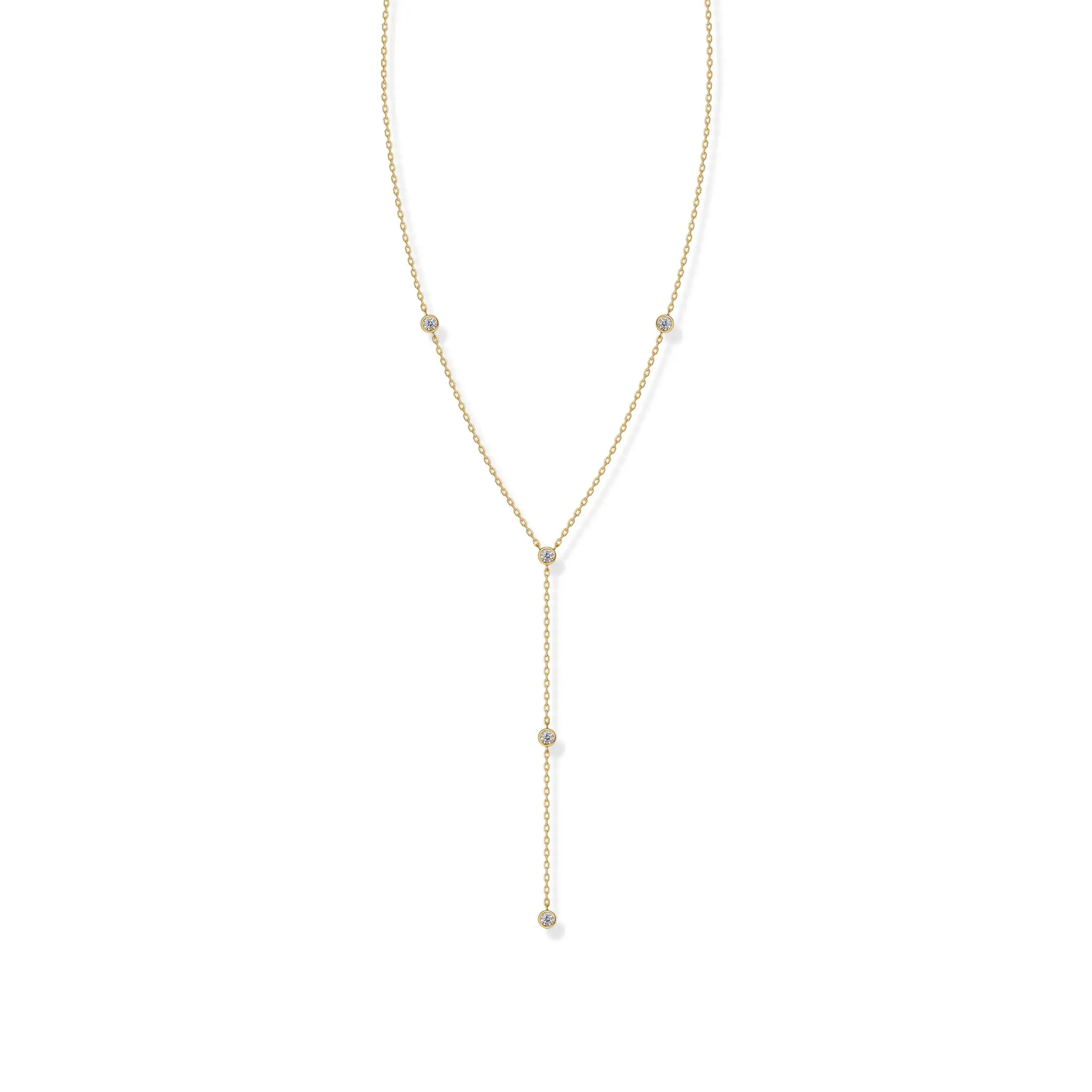 14K Gold Plated Women's Lariat Cubic Zirconia Station Necklace for Women alloy necklace fashion jewelry party various occasion summerwins fashionable accessory sri lanka zircon unisex style personalize gift
