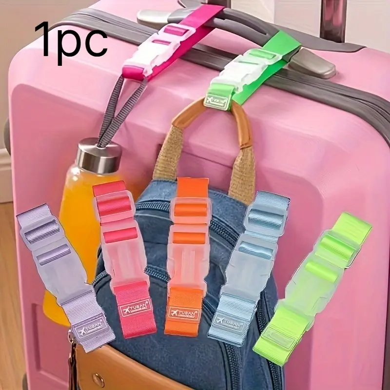 1Pc colorful luggage belt, travel portable adjustable luggage seat belt with unlocking buckle, luggage travel accessories, easy to carry, outdoor practical straps for car travel