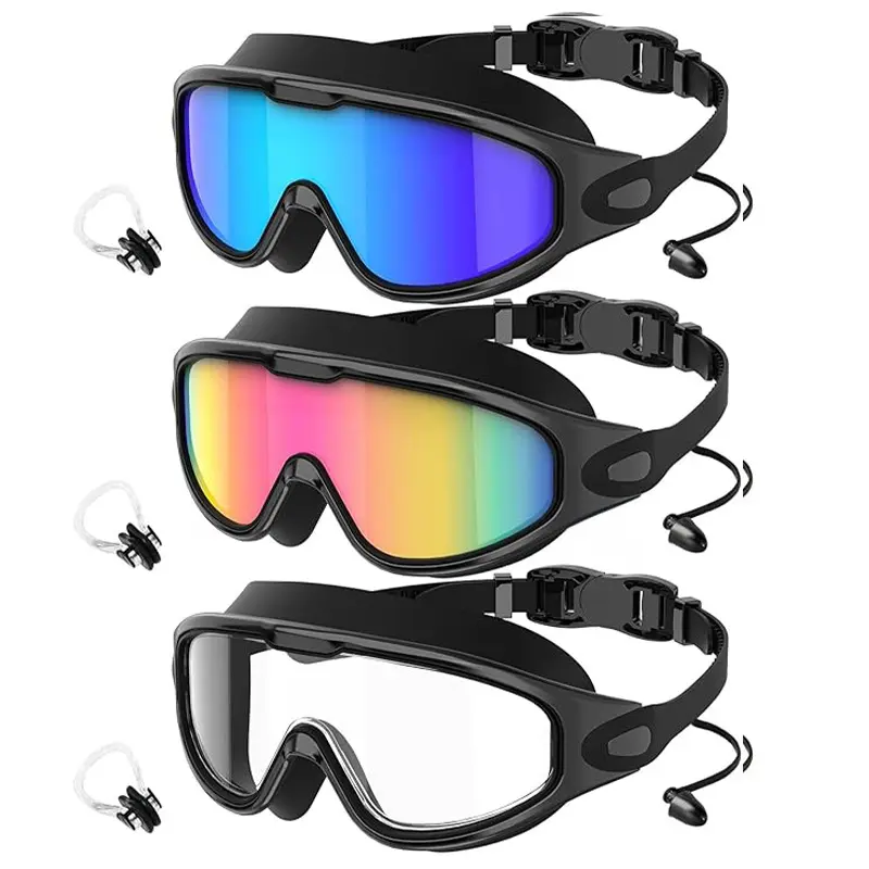 Swim Goggles Set with Nose Clip for Adults and Teens, Leak-Proof Outdoor Swimming Goggles, Comfortable and Stylish for Pool, Beach and Open Water Swimming Accessories, Leakproof Swimming Glasses