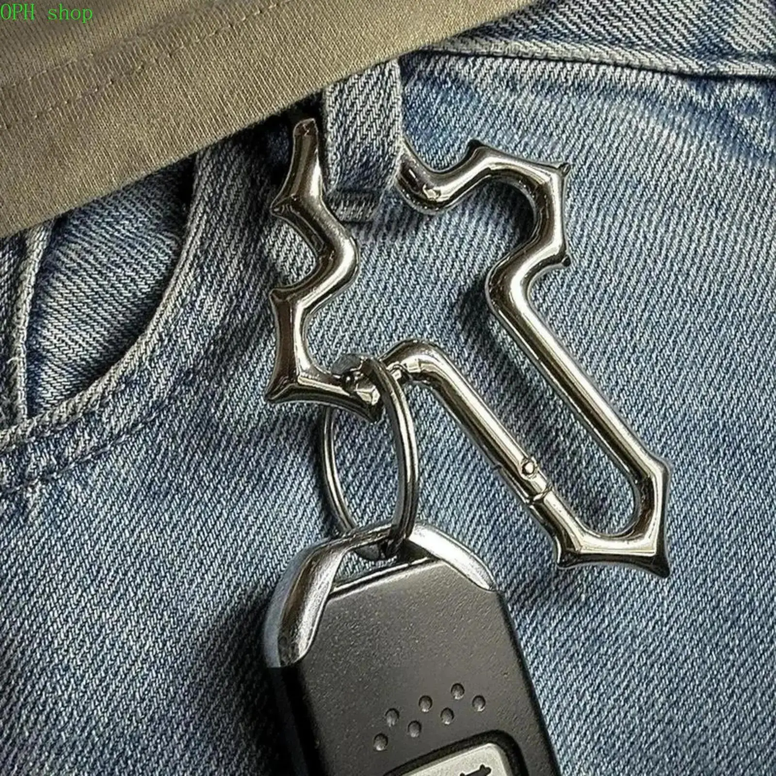 Y2K Cross Carabiner Keychain - Durable Grunge EDC Metal Key Clip, Multi-Function Outdoor Hook Fashion Accessory for Men, Camping, Unisex Gift
