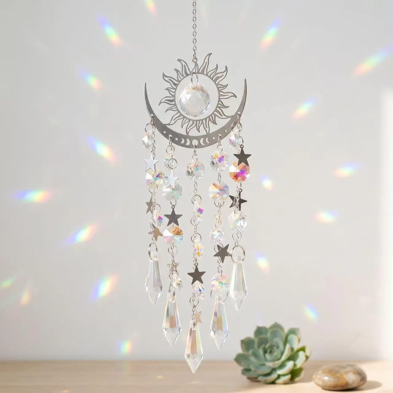 Beautiful Crystal Sun Catcher Hanging Ornament, Handmade Window Prism Decor, Creates Rainbow Light, Perfect Gift for Mom, Wife, Friends