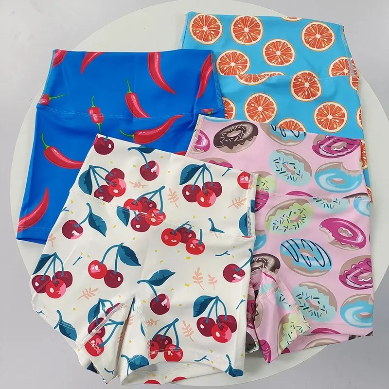 Women's Dopamine Printed Nylon Fabric 2-in-1 Quick Dry Stretch Yoga Shorts - Back Pocket, Cycling, Footy, Huipil Fitness Training Shorts