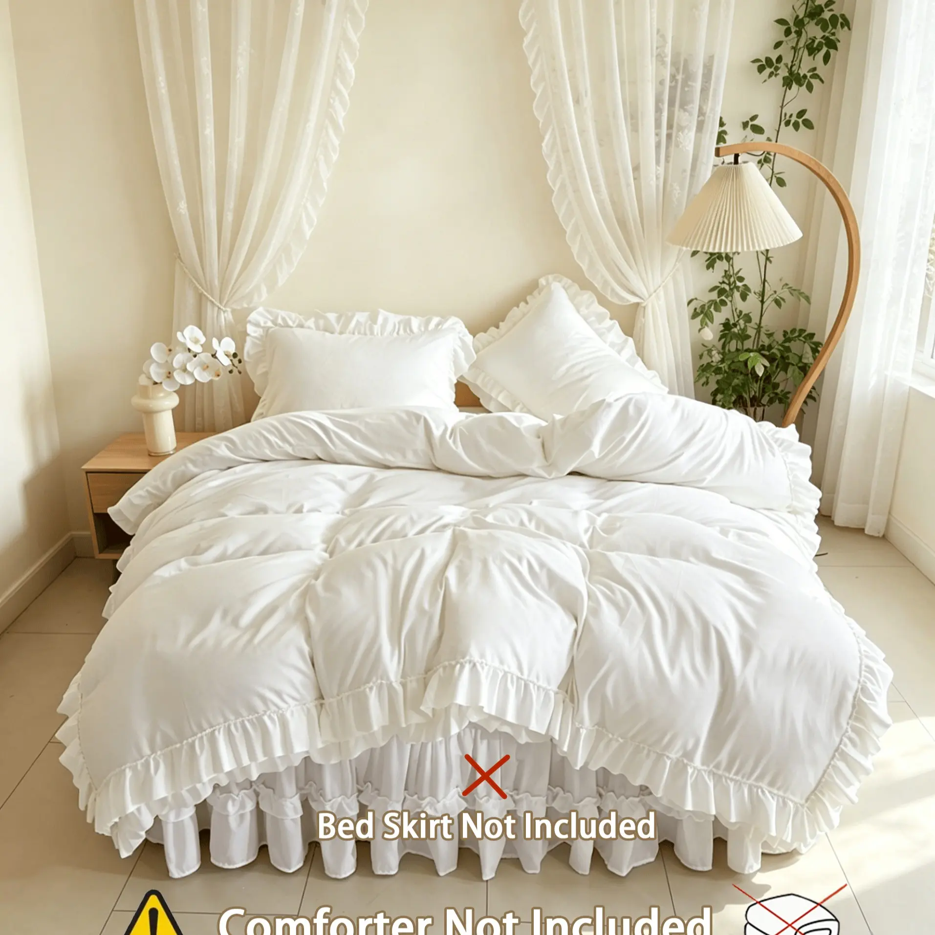 Double Layer Ruffle French Vintage Princess Style Duvet Cover Set, 1 Duvet Cover + 2 Pillowcases Included, Warm & Stylish Princess Bedding Decor for Bedroom, Hotel-Grade Ultra-Soft Fabric, Perfect Gift for All Occasions