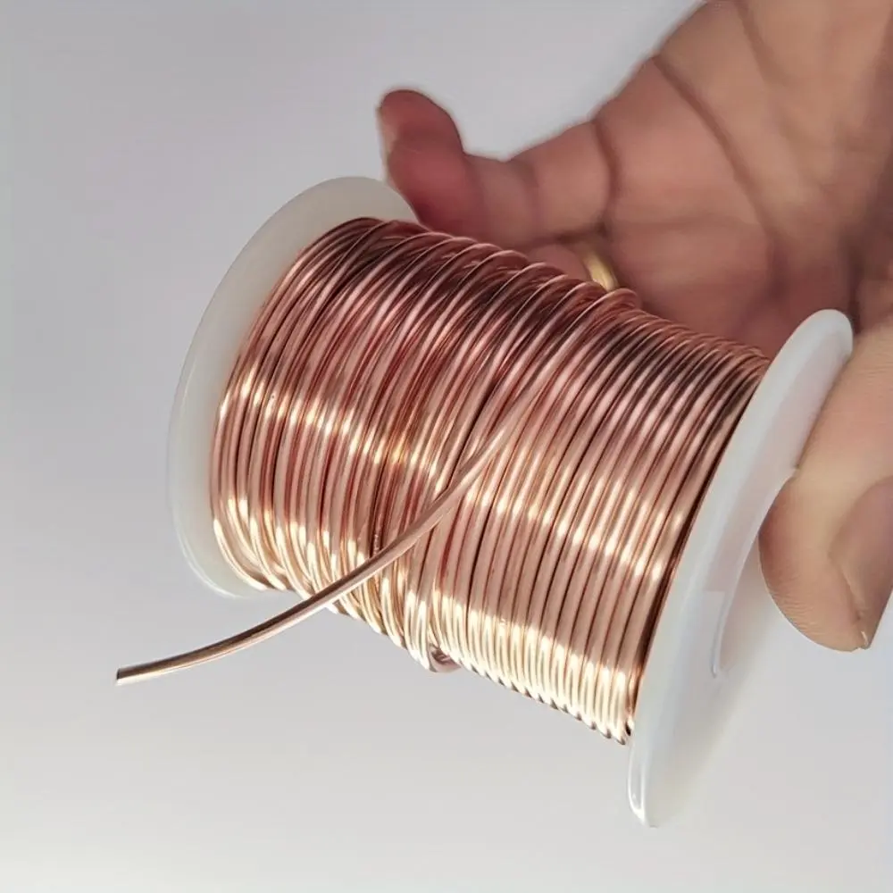 Handmade Copper Wire Roll 30ft 60ft 90ft, Tin-Plated Soft Solid Copper, Durable Smooth Round Wire, Electrical Wiring, Industrial Use, Metal Wire