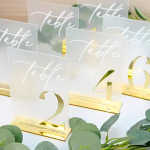 Frosted Acrylic Wedding Table Number Signs 1-10 with Stands, 5x7 Inch Arch Design, 3D Numbers, Ideal for Weddings and Events