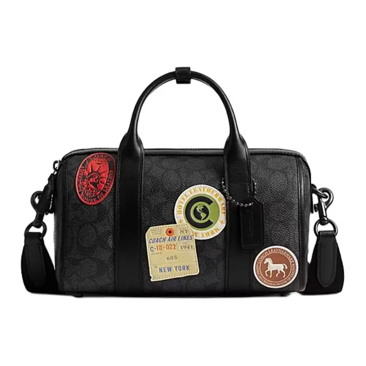 Coach Signature Gotham Duffle 24 Medium Boston Bag for Men – Classic Logo-Embellished Coated Canvas Crossbody and Shoulder Tote in Black