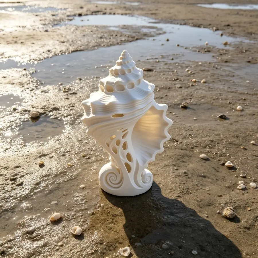 Hollow Cutout Conch Seashell Table Lamp, Resin Nautical Ocean Shell Sculpture, LED Night Light, Bedroom Night Light, Led Mood Lighting, Coastal Beach House Decor, Unique Gift